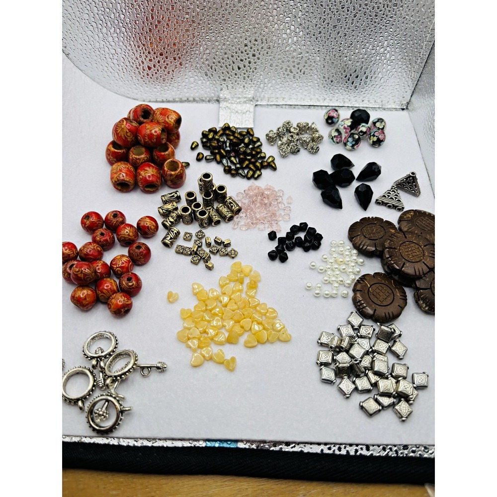 Mixed Jewelry Making Lot: 50+ Beads & Pendants, Metal/Glass/Wood, Multicolor